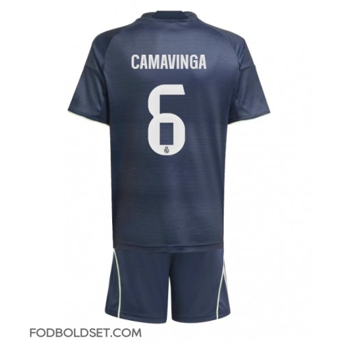 Real Madrid Eduardo Camavinga #6 Udebane Trøje Børn 2025-26 Kortærmet (+ Korte bukser)